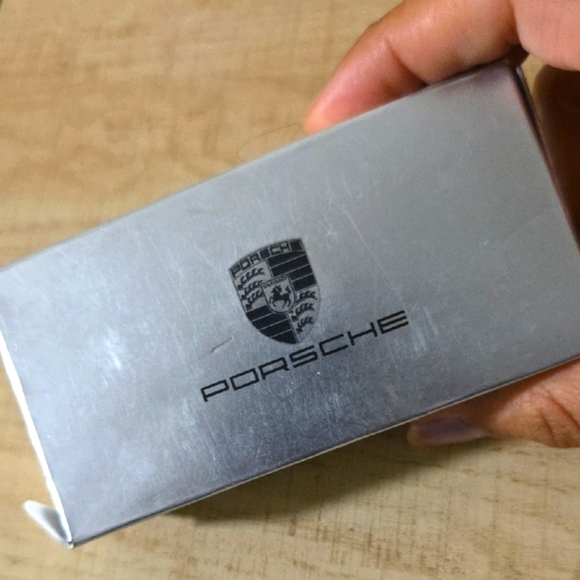 Porsche Design Red Keychain with Gold Emblem - Picture 2 of 3